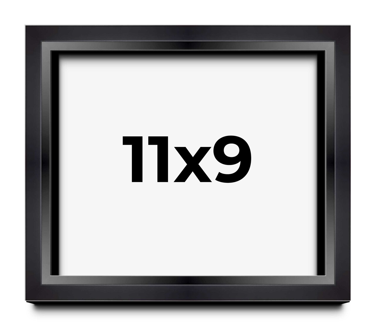 11x9 Modern Shadow Box 1.5" Depth Black Picture Frame - UV Acrylic, Backing, Hanging Hardware